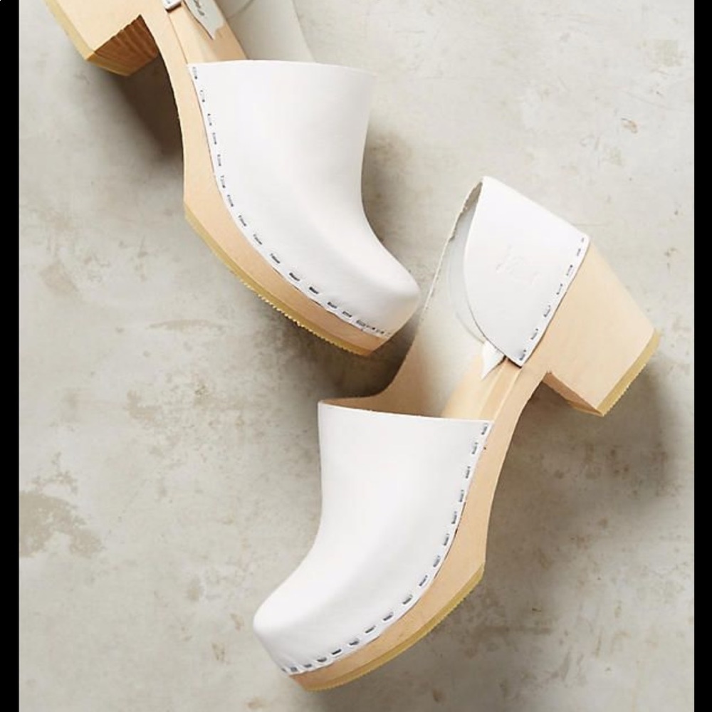 Sandgrens Brett Clog - white leather - size EU 39